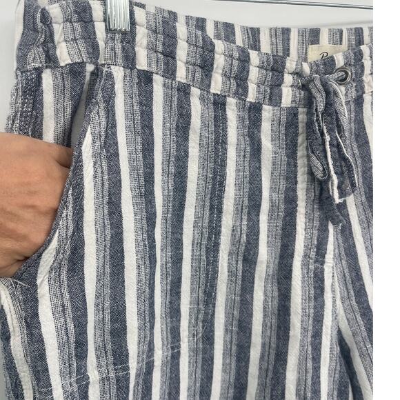 Per Se Linen Blend Crop Womens Pants Sz 2X Nautical Resort Comfy Blue Striped - Picture 3 of 7